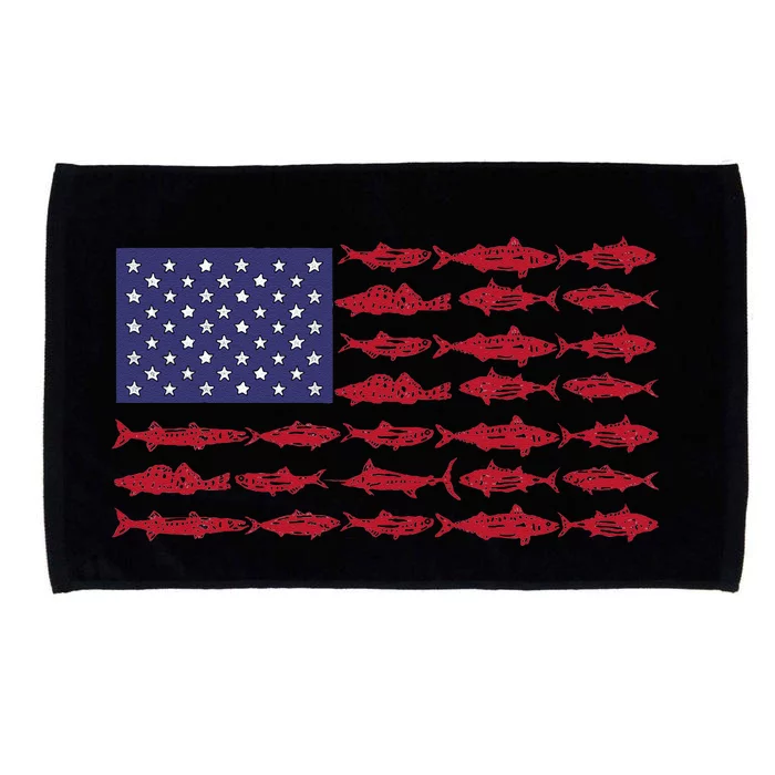 Vintage USA Fish American Flag Fishing Gifts ABS001 Microfiber Hand Towel