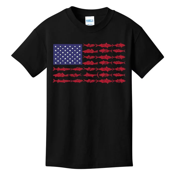 Vintage USA Fish American Flag Fishing Gifts ABS001 Kids T-Shirt