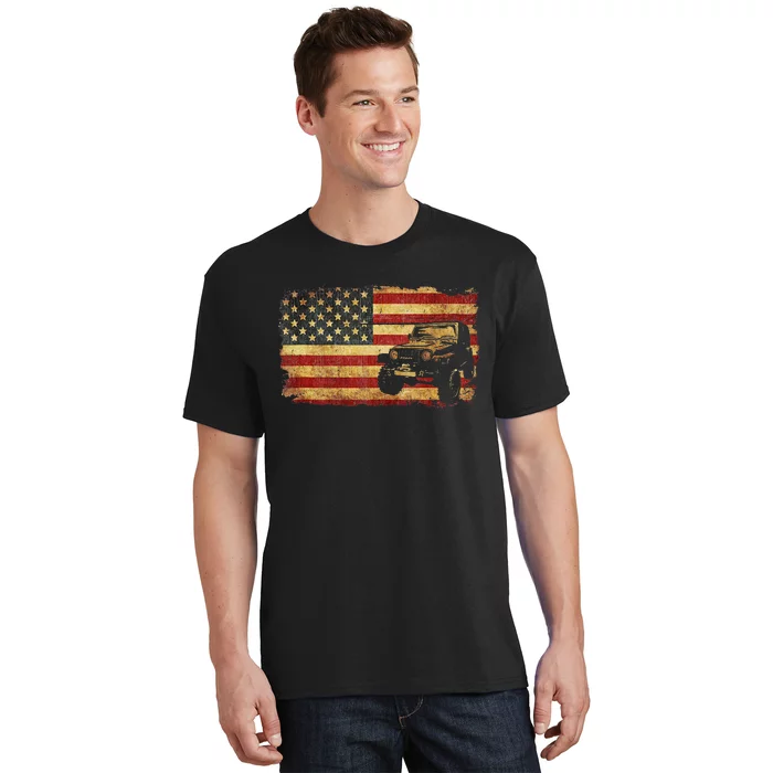 Vintage US Flag Off Road Vehicle 4x4 Off Road T-Shirt