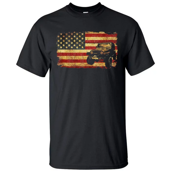 Vintage US Flag Off Road Vehicle 4x4 Off Road Tall T-Shirt