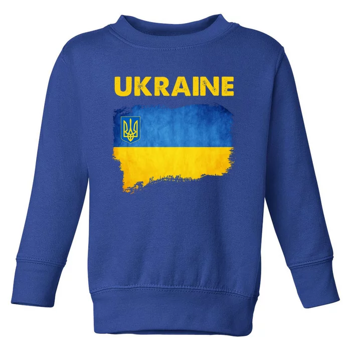 Vintage Ukraine Flag Ukrainian Patriotic Trident Symbol Art Cool Gift Toddler Sweatshirt