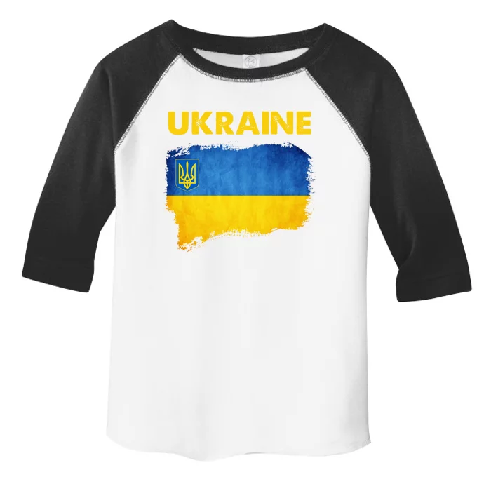 Vintage Ukraine Flag Ukrainian Patriotic Trident Symbol Art Cool Gift Toddler Fine Jersey T-Shirt