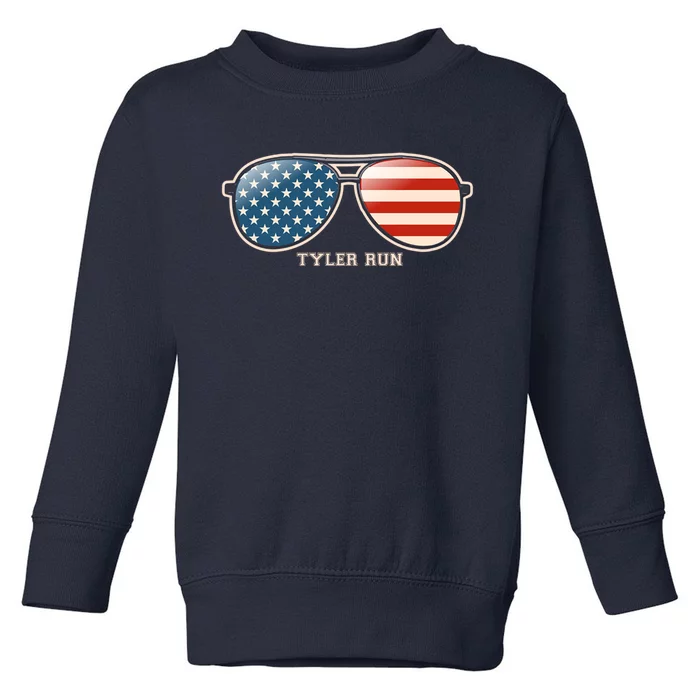 Vintage Us Flag Sunglasses Toddler Sweatshirt