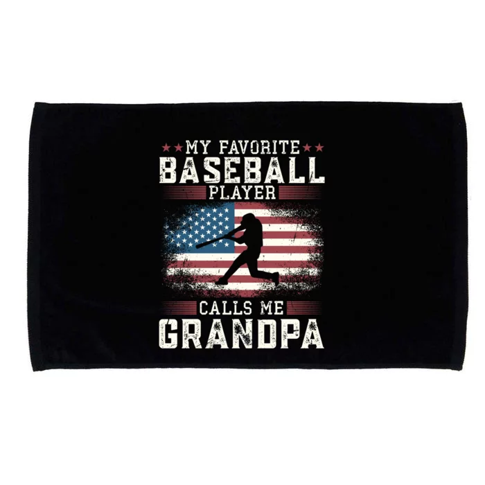 Vintage Usa Flag Design My Favorite Baseball Player Grandpa Gift Microfiber Hand Towel