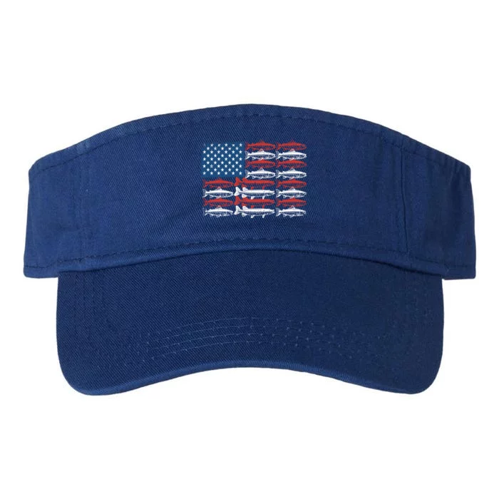 Vintage Usa Fish American Flag Fishing Patriotic Fisher Cool Gift Valucap Bio-Washed Visor