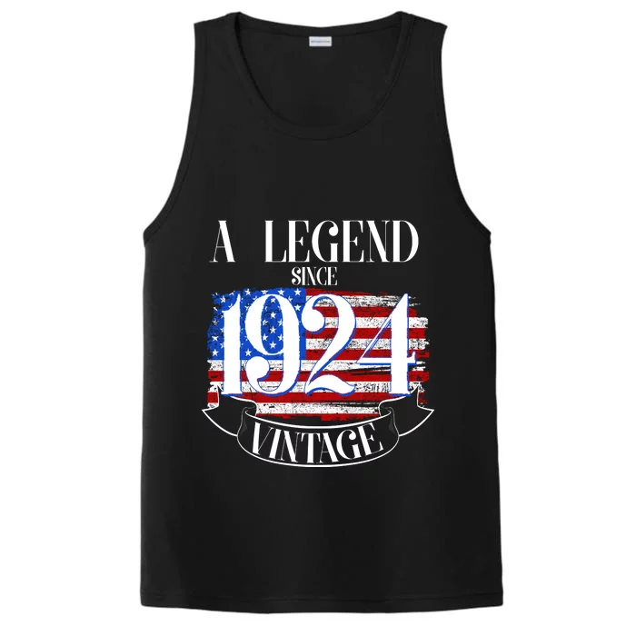 Vintage Usa Flag A Legend Since 1924 100th Birthday Performance Tank