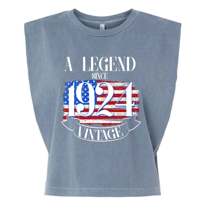 Vintage Usa Flag A Legend Since 1924 100th Birthday Garment-Dyed Women's Muscle Tee