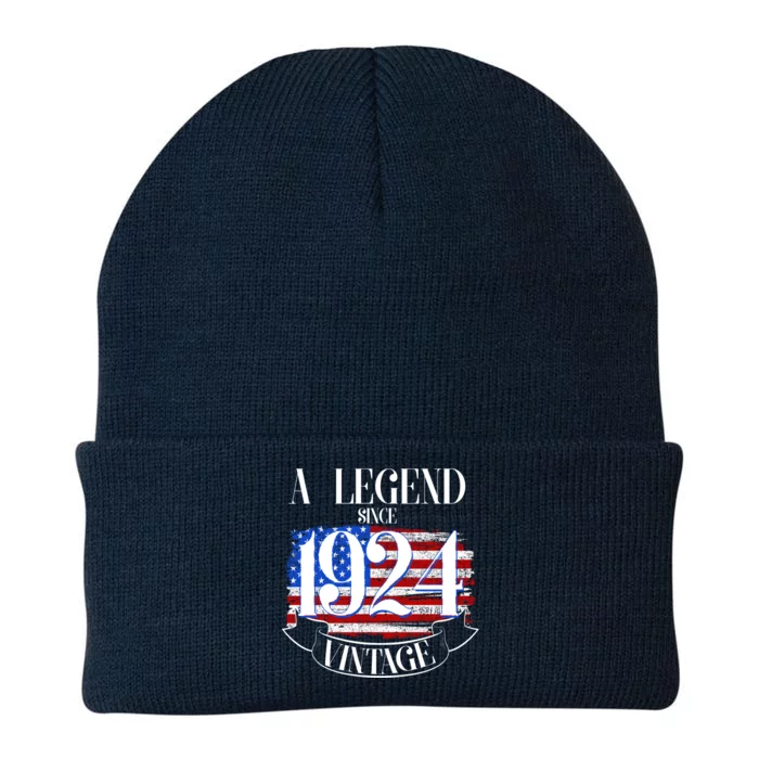 Vintage Usa Flag A Legend Since 1924 100th Birthday Knit Cap Winter Beanie