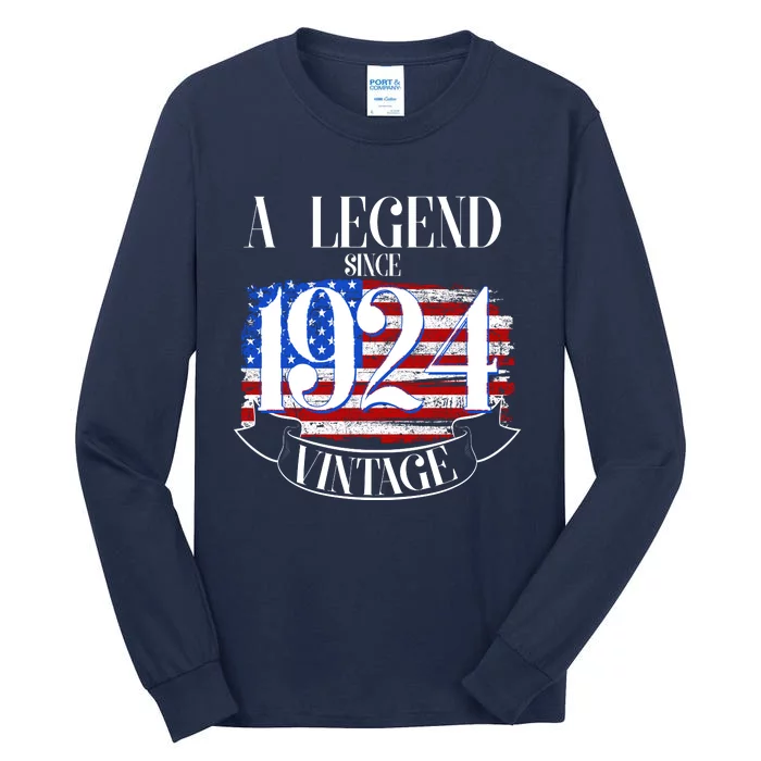 Vintage Usa Flag A Legend Since 1924 100th Birthday Tall Long Sleeve T-Shirt