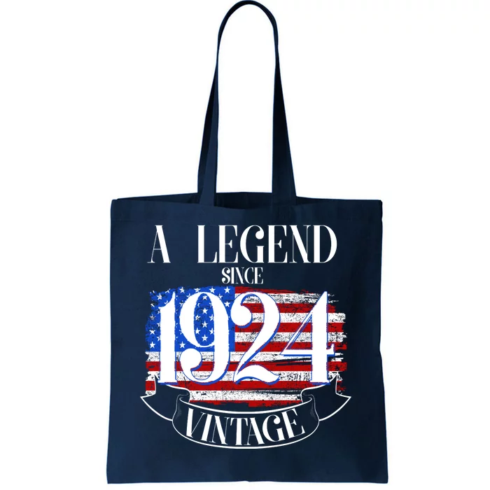 Vintage Usa Flag A Legend Since 1924 100th Birthday Tote Bag