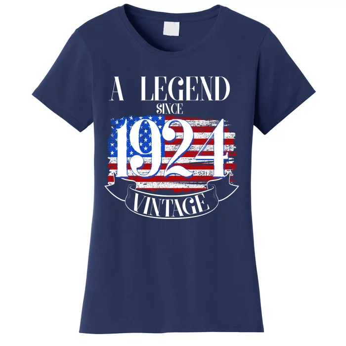 Vintage Usa Flag A Legend Since 1924 100th Birthday Women's T-Shirt