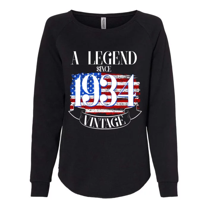 Vintage Usa Flag A Legend Since 1934 90th Birthday Womens California Wash Sweatshirt