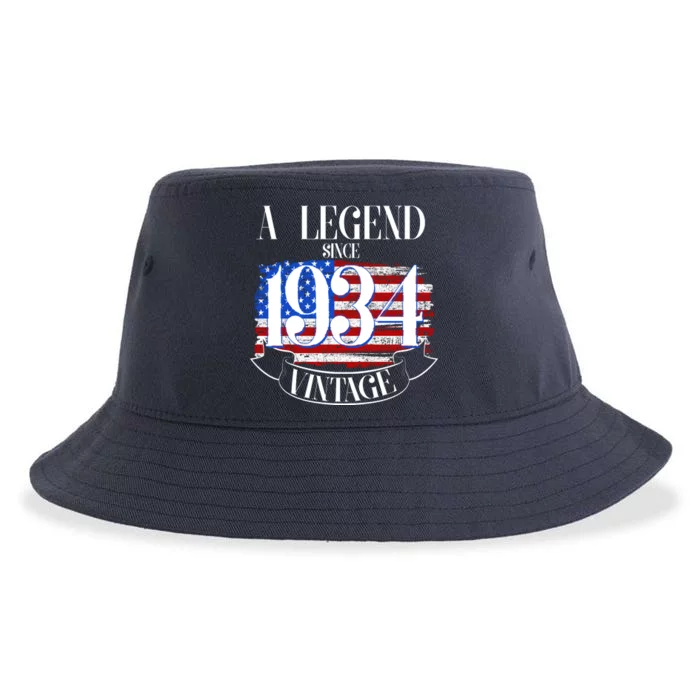 Vintage Usa Flag A Legend Since 1934 90th Birthday Sustainable Bucket Hat