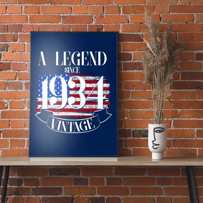 Vintage Usa Flag A Legend Since 1934 90th Birthday Poster