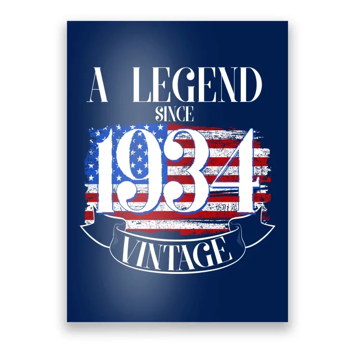 Vintage Usa Flag A Legend Since 1934 90th Birthday Poster