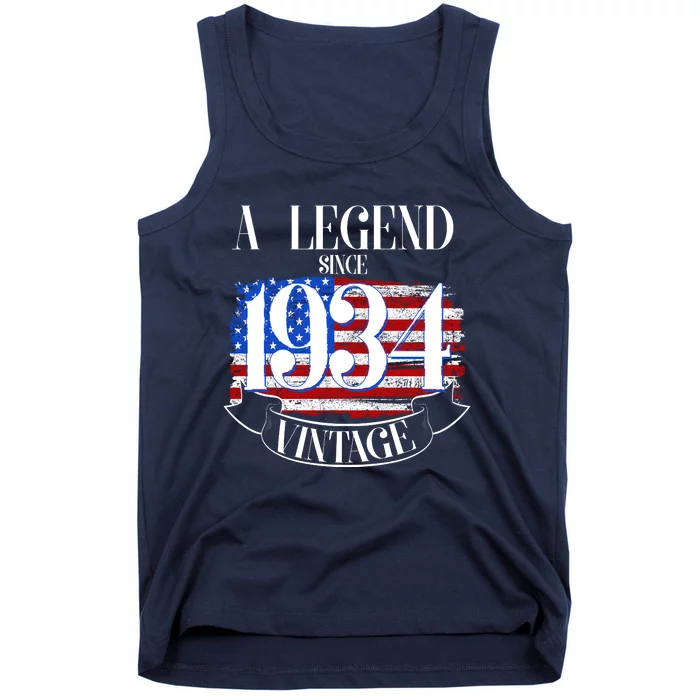 Vintage Usa Flag A Legend Since 1934 90th Birthday Tank Top