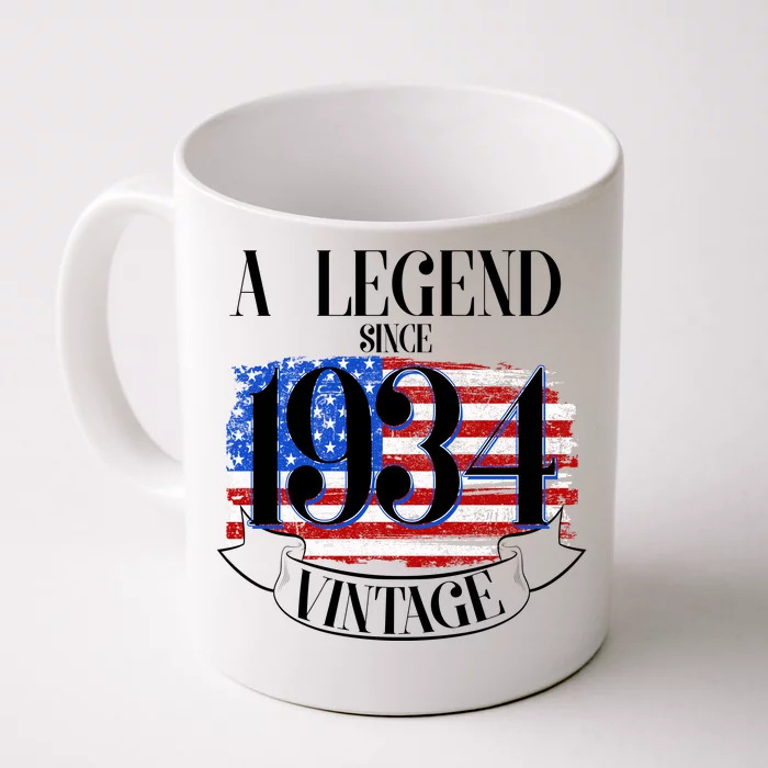 Vintage Usa Flag A Legend Since 1934 90th Birthday Front & Back Coffee Mug