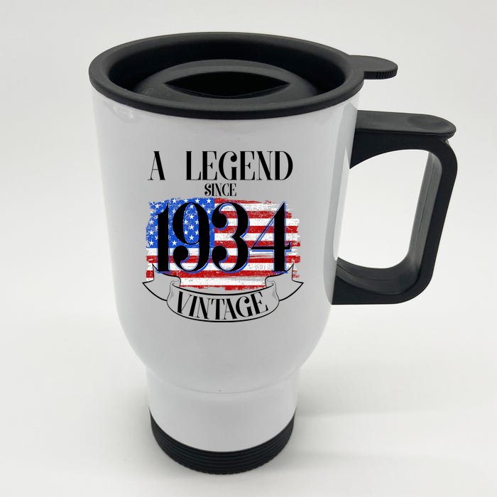 Vintage Usa Flag A Legend Since 1934 90th Birthday Front & Back Stainless Steel Travel Mug