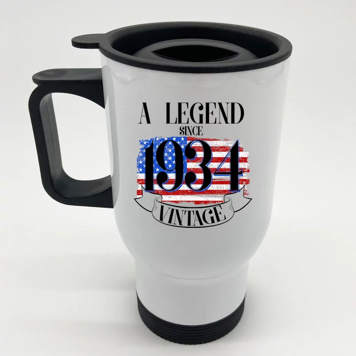 Vintage Usa Flag A Legend Since 1934 90th Birthday Front & Back Stainless Steel Travel Mug