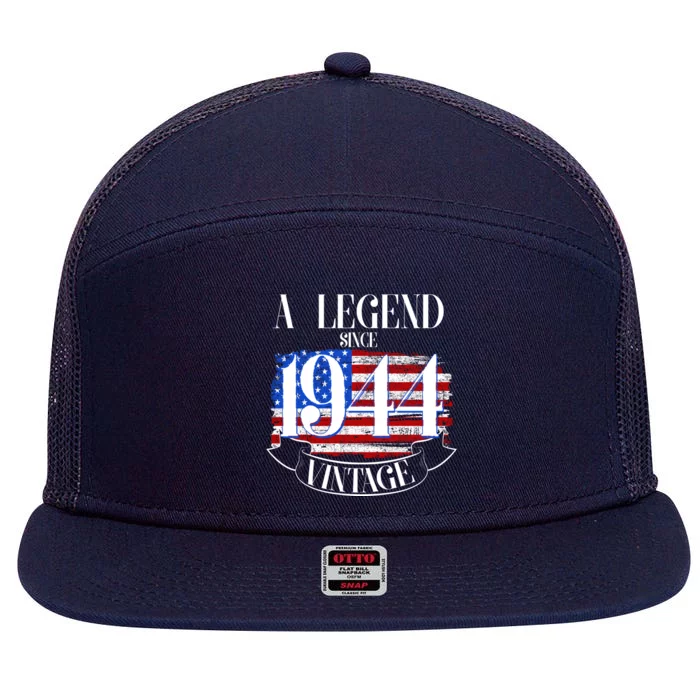 Vintage Usa Flag A Legend Since 1944 80th Birthday 7 Panel Mesh Trucker Snapback Hat