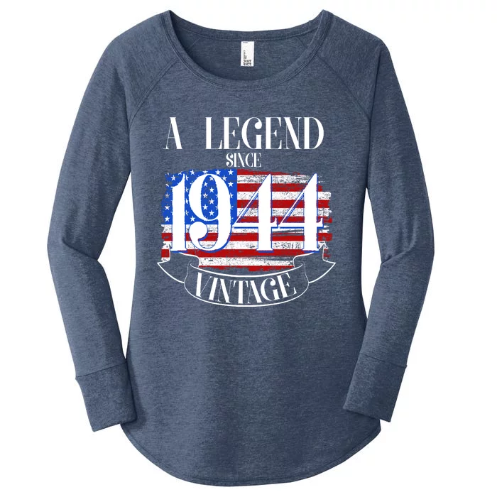 Vintage Usa Flag A Legend Since 1944 80th Birthday Women's Perfect Tri Tunic Long Sleeve Shirt