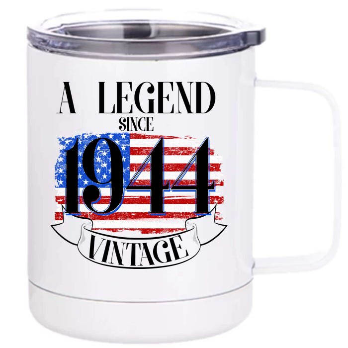 Vintage Usa Flag A Legend Since 1944 80th Birthday Front & Back 12oz Stainless Steel Tumbler Cup