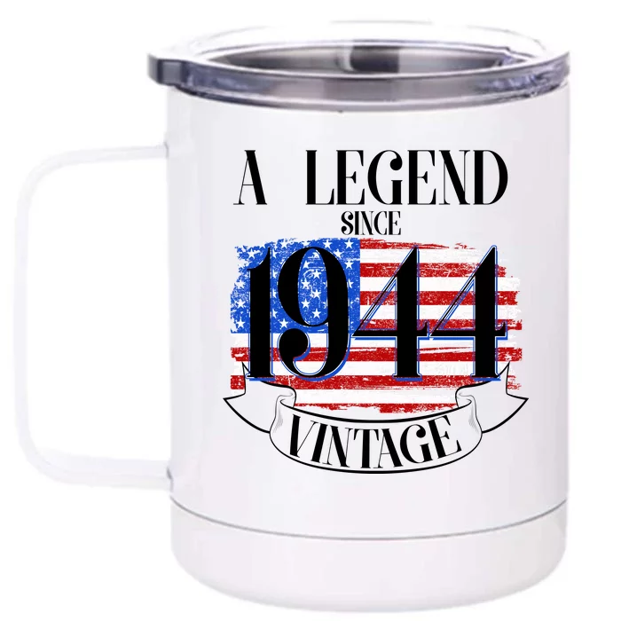 Vintage Usa Flag A Legend Since 1944 80th Birthday Front & Back 12oz Stainless Steel Tumbler Cup