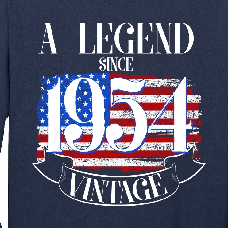 Vintage Usa Flag A Legend Since 1954 70th Birthday Long Sleeve Shirt