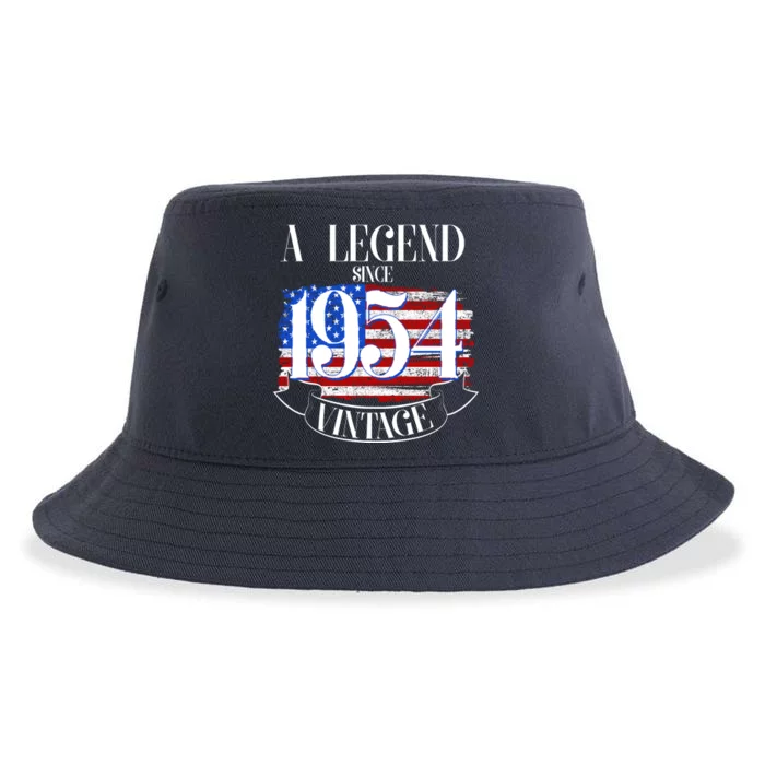 Vintage Usa Flag A Legend Since 1954 70th Birthday Sustainable Bucket Hat