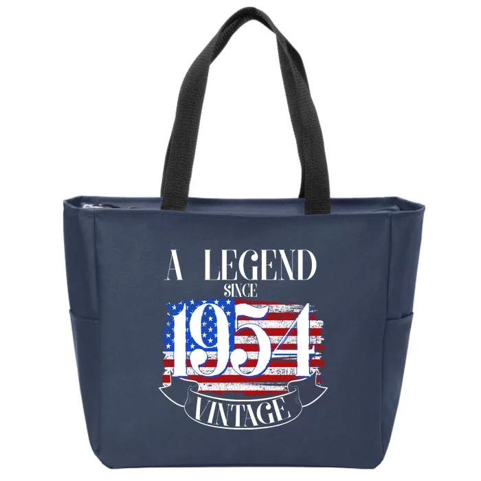 Vintage Usa Flag A Legend Since 1954 70th Birthday Zip Tote Bag