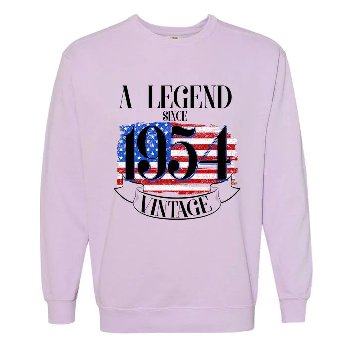 Vintage Usa Flag A Legend Since 1954 70th Birthday Garment-Dyed Sweatshirt