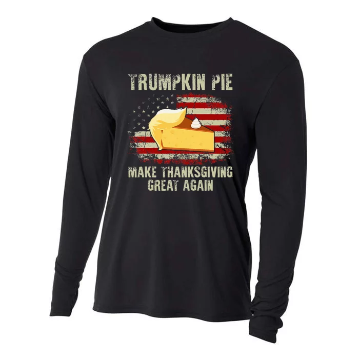 Vintage Usa Flag Trumpkin Pie Make Thanksgiving Great Again Cooling Performance Long Sleeve Crew