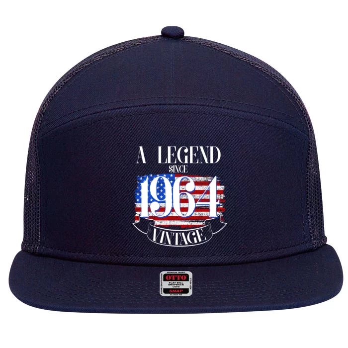 Vintage Usa Flag A Legend Since 1964 60th Birthday 7 Panel Mesh Trucker Snapback Hat