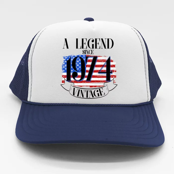 Vintage Usa Flag A Legend Since 1974 50th Birthday Trucker Hat