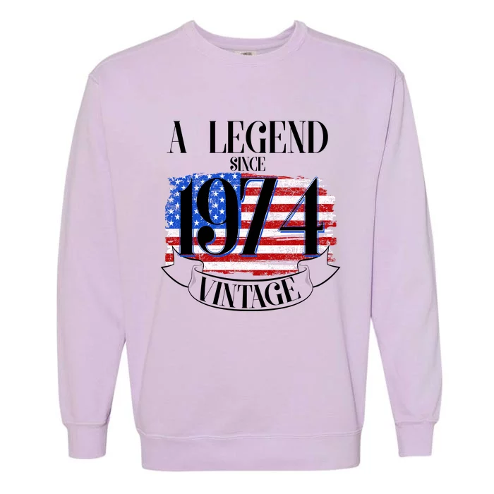 Vintage Usa Flag A Legend Since 1974 50th Birthday Garment-Dyed Sweatshirt