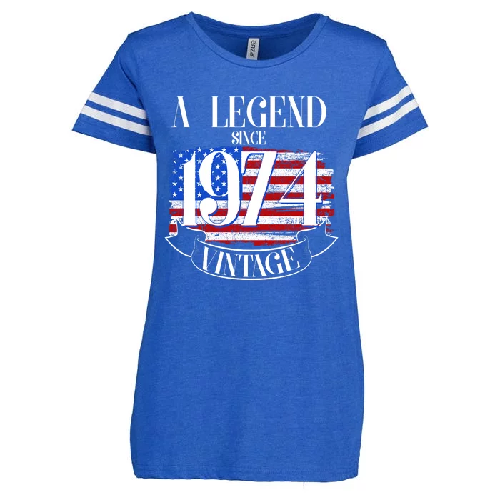 Vintage Usa Flag A Legend Since 1974 50th Birthday Enza Ladies Jersey Football T-Shirt