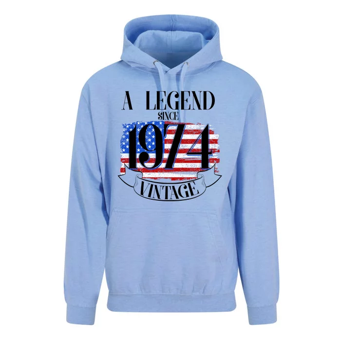 Vintage Usa Flag A Legend Since 1974 50th Birthday Unisex Surf Hoodie