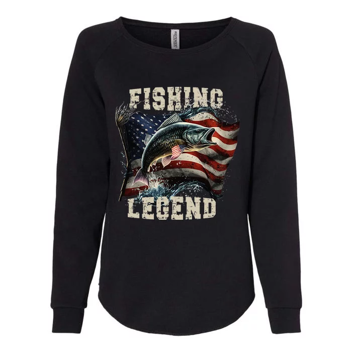 Vintage USA Flag Quote Fishing Legend Womens California Wash Sweatshirt