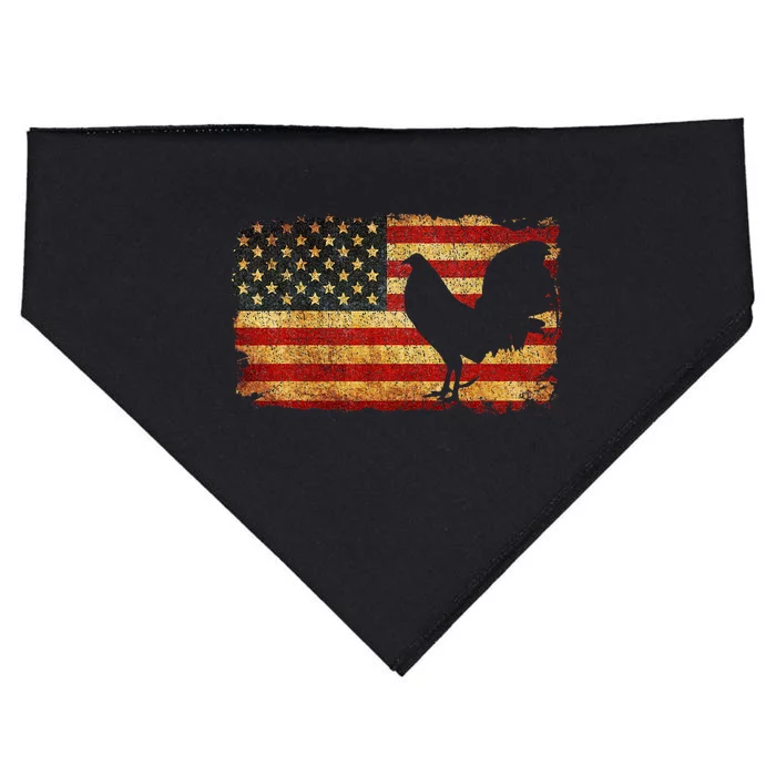 Vintage Us Flag Cock Fight USA-Made Doggie Bandana