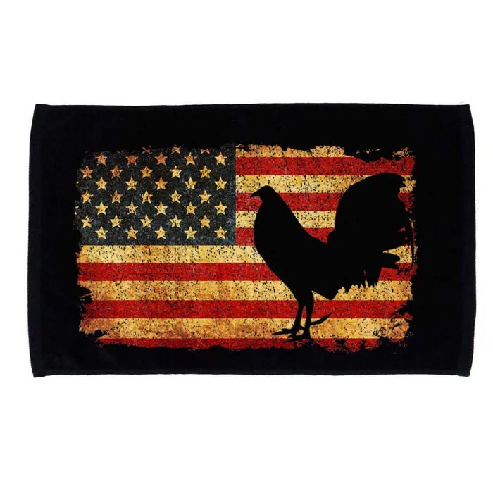 Vintage Us Flag Cock Fight Microfiber Hand Towel