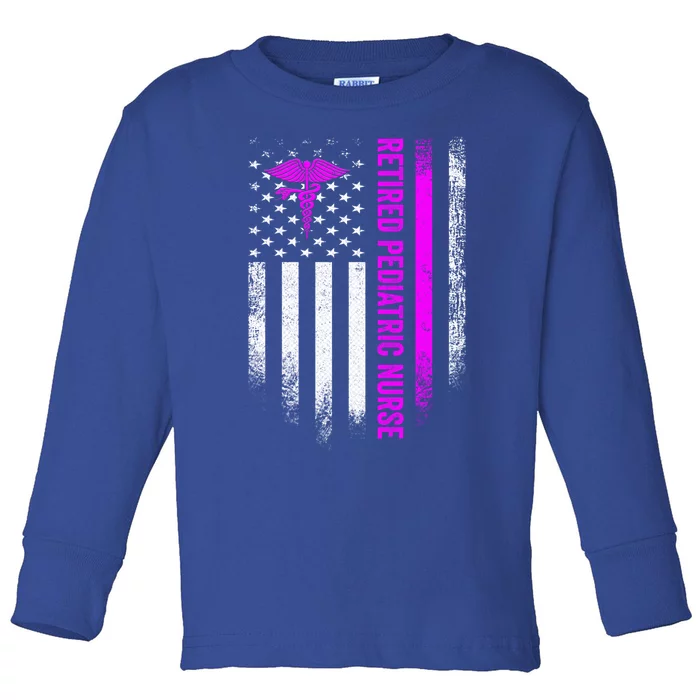 Vintage Usa Flag Proud Retired Pediatric Nurse Retiret Cool Gift Toddler Long Sleeve Shirt