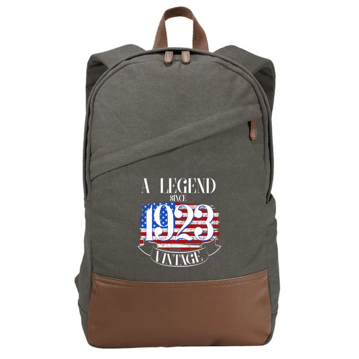 Vintage USA Flag A Legend Since 1923 100th Birthday Cotton Canvas Backpack