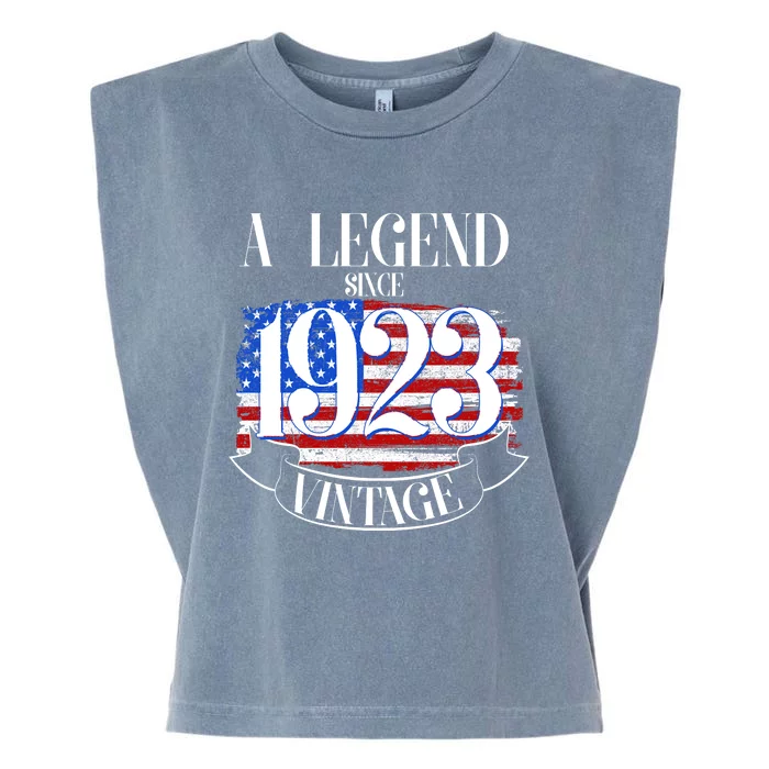 Vintage USA Flag A Legend Since 1923 100th Birthday Garment-Dyed Women's Muscle Tee