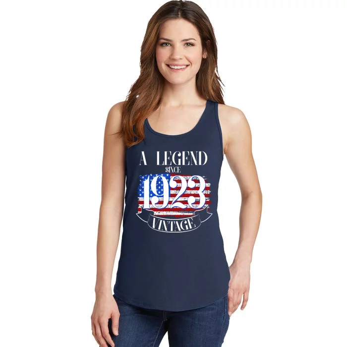 Vintage USA Flag A Legend Since 1923 100th Birthday Ladies Essential Tank