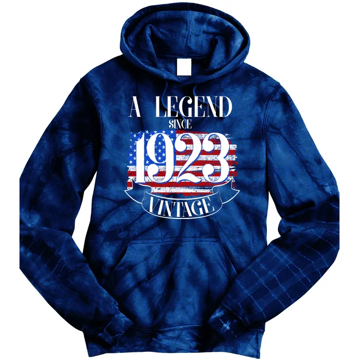 Vintage USA Flag A Legend Since 1923 100th Birthday Tie Dye Hoodie