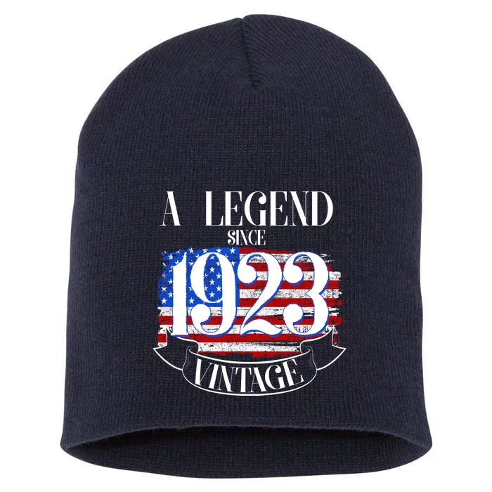 Vintage USA Flag A Legend Since 1923 100th Birthday Short Acrylic Beanie