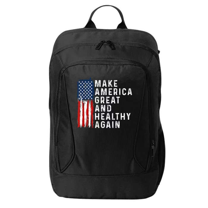 Vintage Usa Flag Make America Healthy And Great Again Maha City Backpack