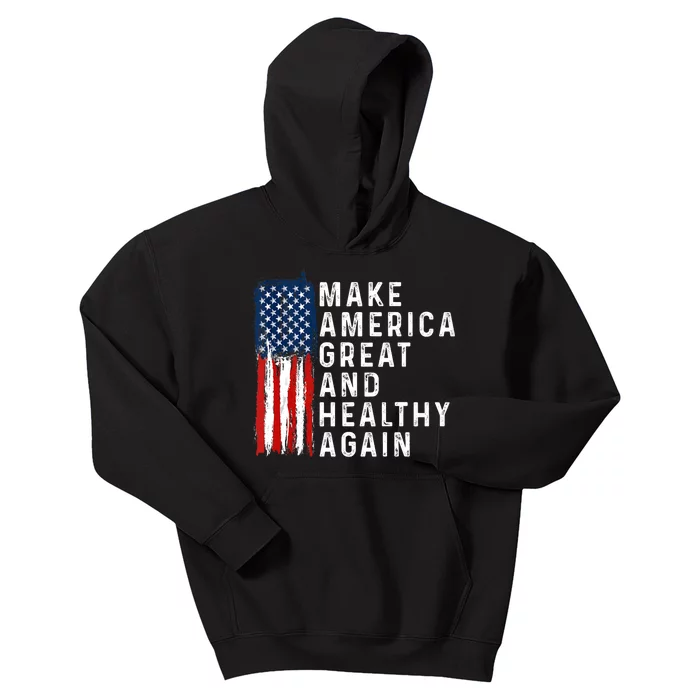 Vintage Usa Flag Make America Healthy And Great Again Maha Kids Hoodie