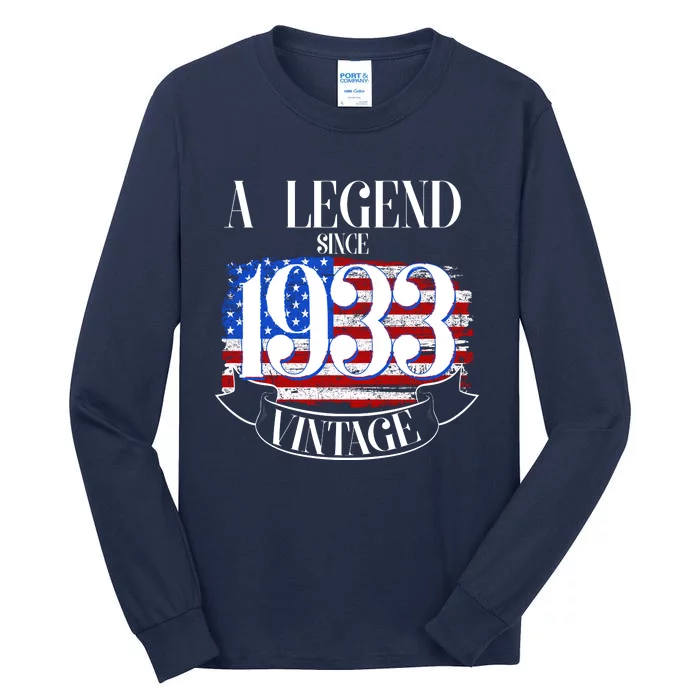 Vintage USA Flag A Legend Since 1933 90th Birthday Tall Long Sleeve T-Shirt