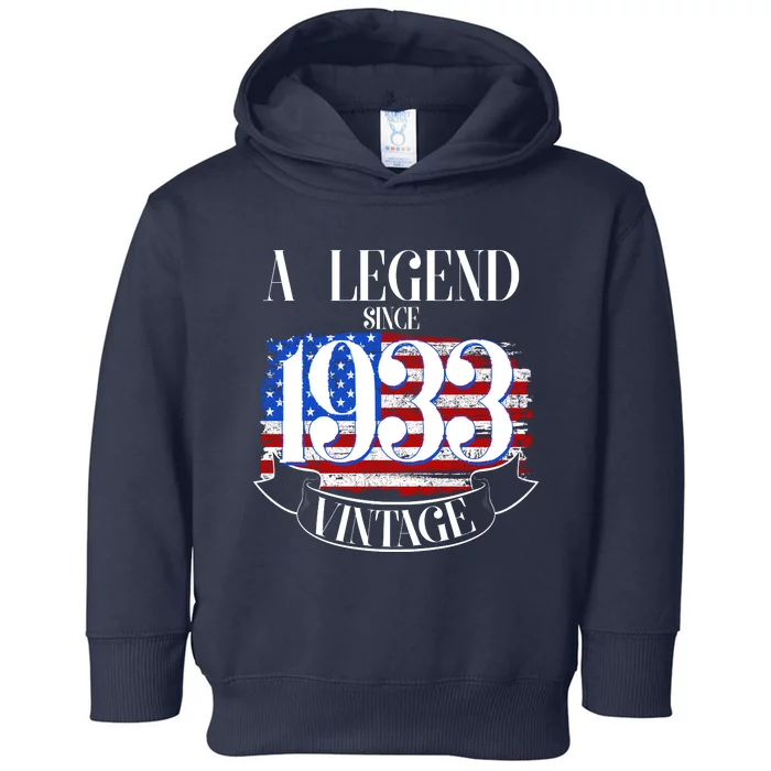 Vintage USA Flag A Legend Since 1933 90th Birthday Toddler Hoodie